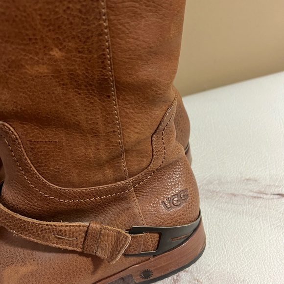 UGG Tan Leather Moto Boots - Picture 3 of 10